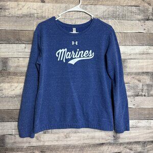 Under Armour Marines Pullover Womens Medium Blue Sweatshirt Crewneck